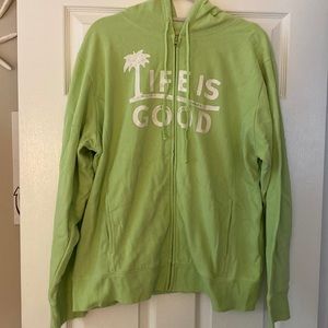 LIFE IS GOOD oversized bright green zip up